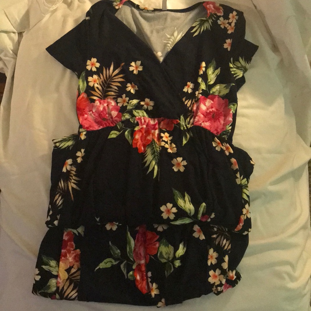 Full length floral maternity dress